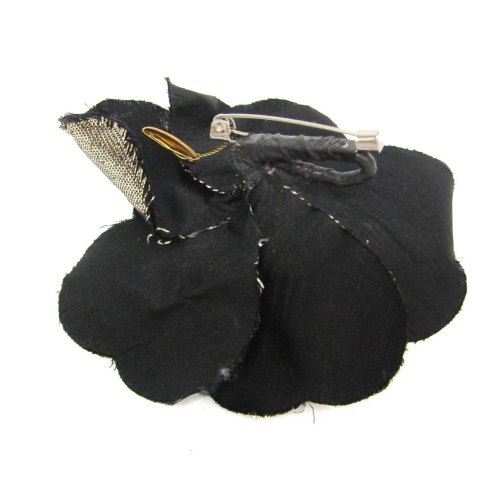 Chanel Camellia Textile Brooch Black,Champagne Gold - Picture 3 of 12